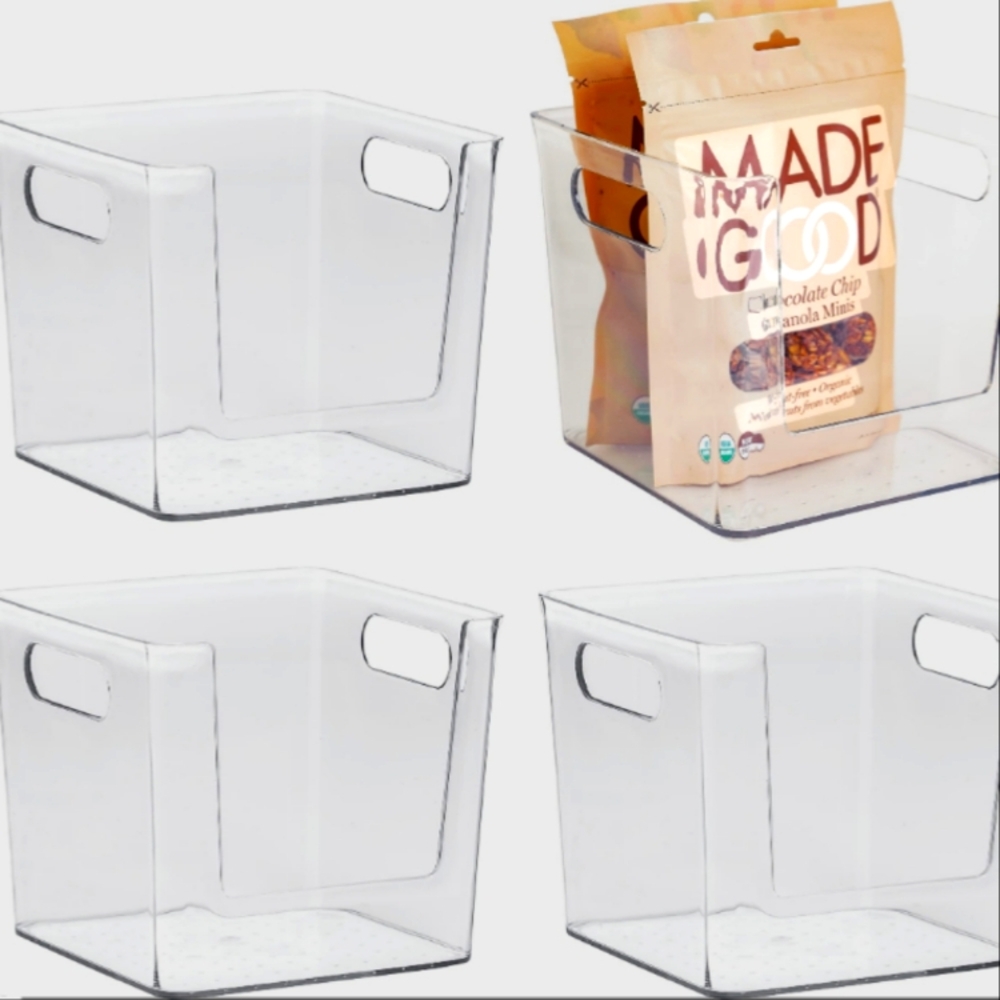 4 pk, Clear Storage Bins, Fridge or Pantry Grab and Go Access (Cannot Bundle)